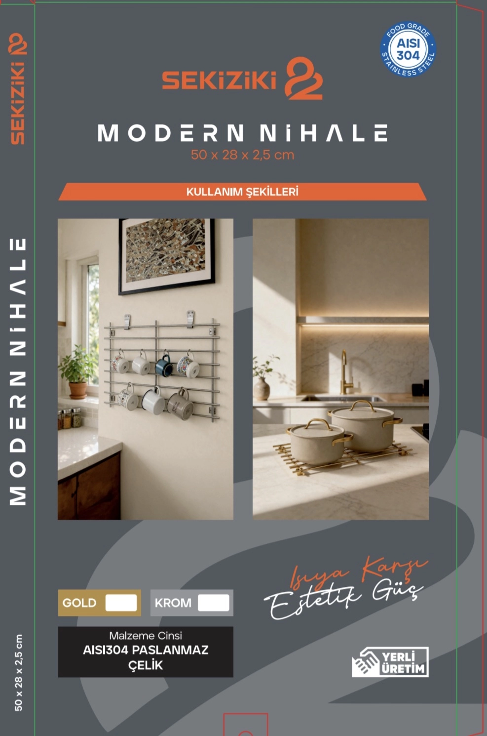 Paslanmaz Çelik Modern Nihale 50×28 cm