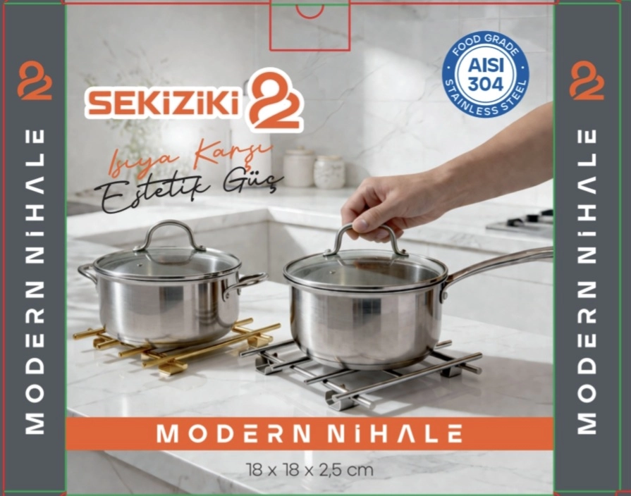 Paslanmaz Çelik Modern Nihale 18×18 cm