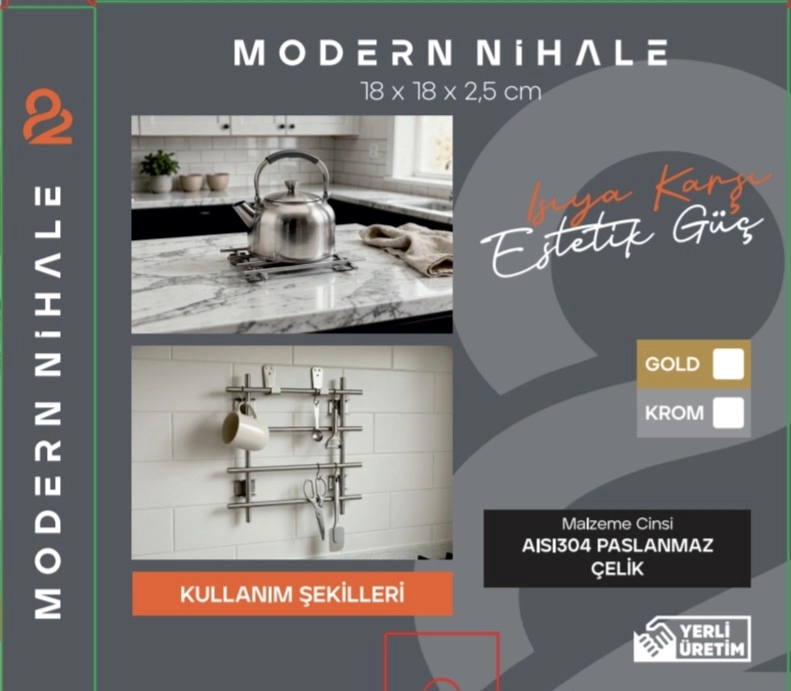 Paslanmaz Çelik Modern Nihale 18×18 cm